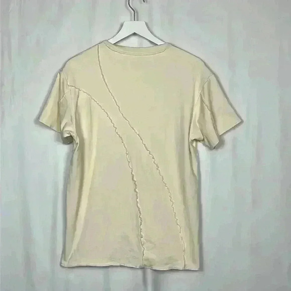 Oh Polly Not Over Yet Tee Ivory OS 4-6 Exposed Seams Short Sleeves Crew Unique - Picture 8 of 11